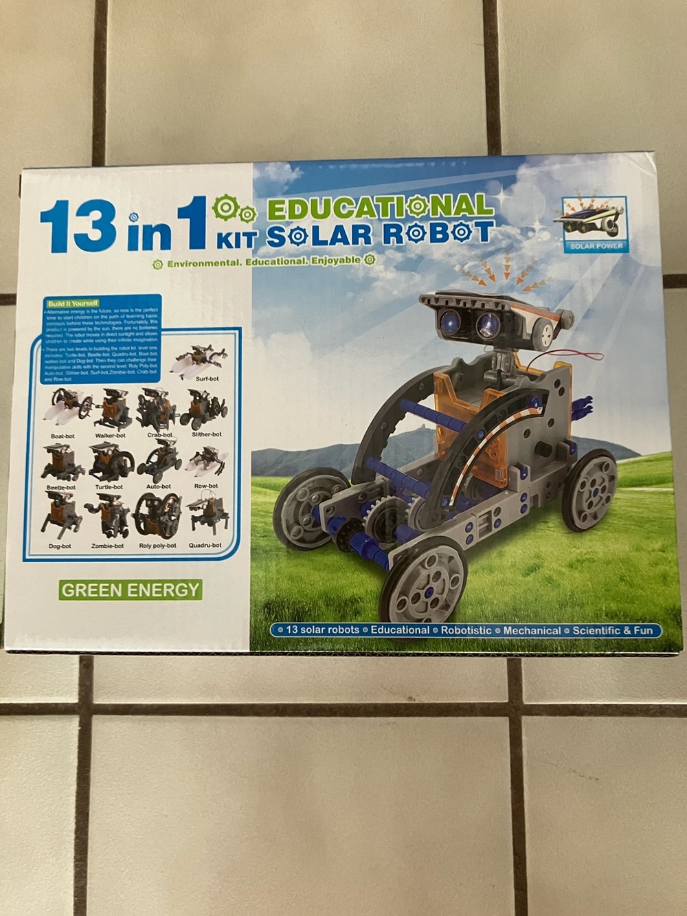 13-in-1 Educational Solar Robot Kit - Blue and Green